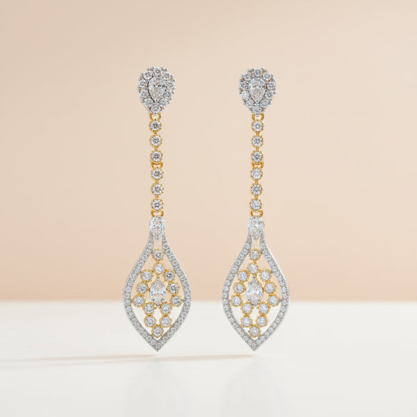 439727 Cubic Zirconia Classic Earring With Rhodium 2 Tone Plating