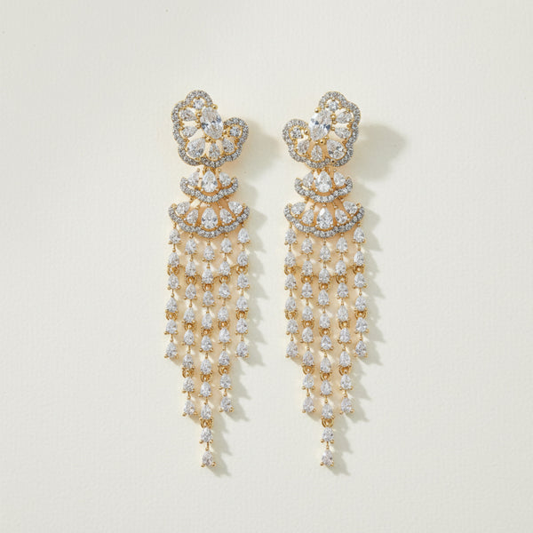 439729 Cubic Zirconia Classic Earring With 2tone Rhodium Plating