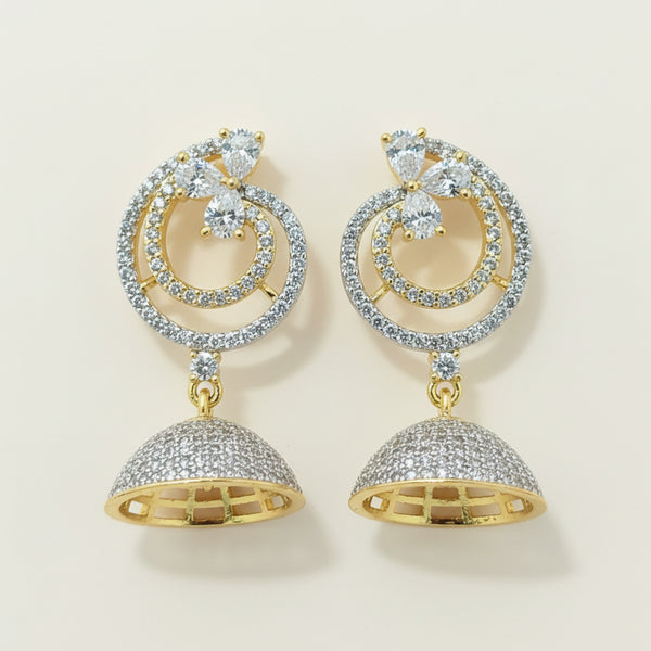 439730 Cubic Zirconia Classic Earring With 2 Tone Plating