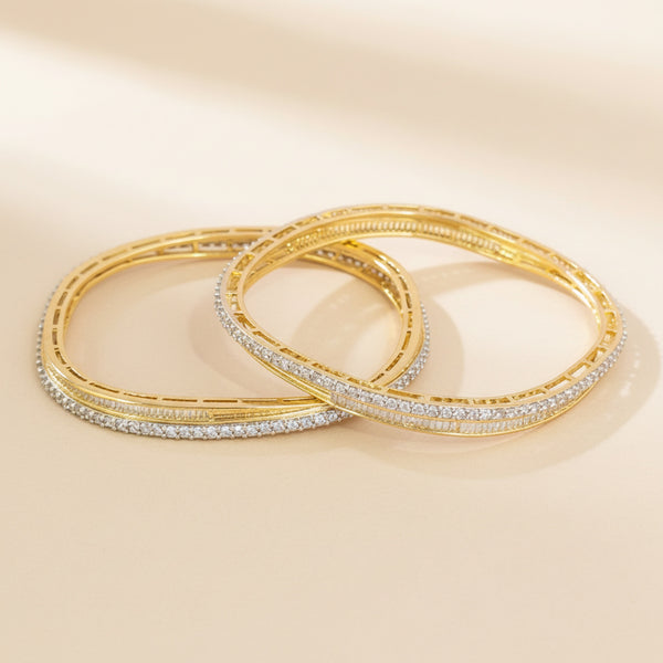 439745 Cubic Zirconia Classic Bangles With 2 Tone Plating