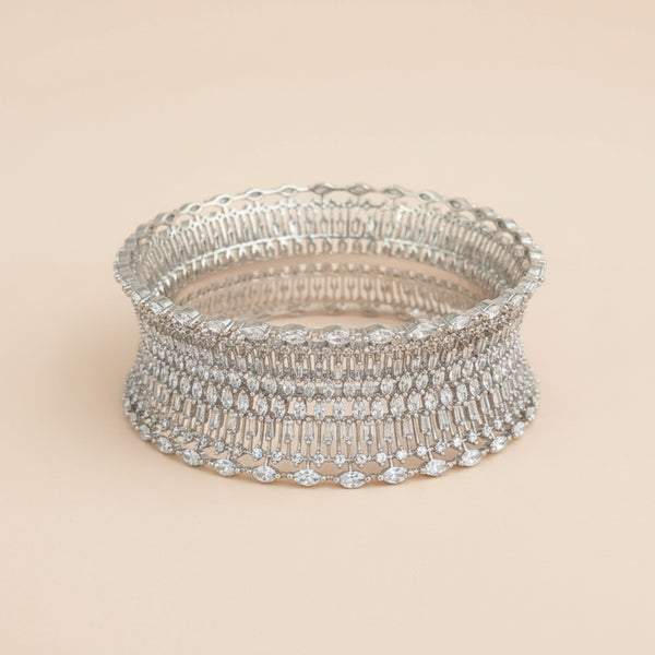 439747 Cubic Zirconia 1 Pc Classic Bangles With Rhodium Plating