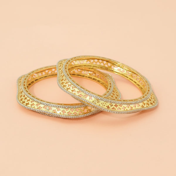 439748 Cubic Zirconia Classic Bangles With 2 Tone Plating