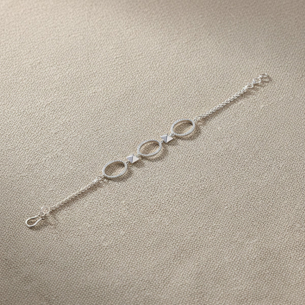 439813 Cubic Zirconia Classic Bracelet With Rhodium 2 Tone Plating