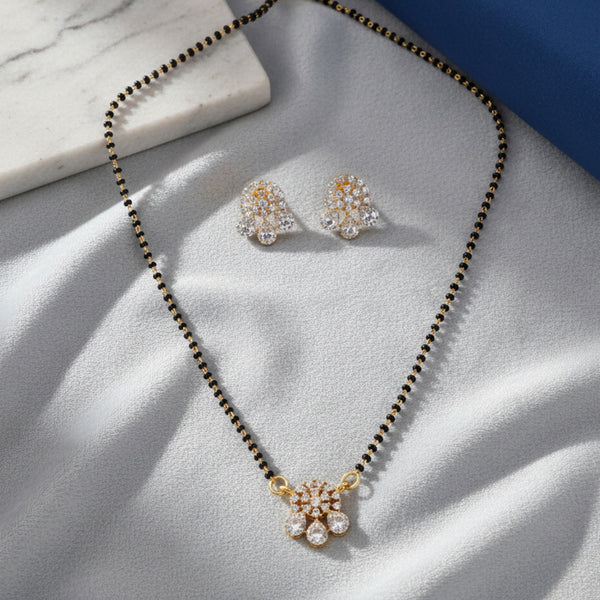 439819 Cubic Zirconia Classic Mangalsutra With 2 Tone Plating