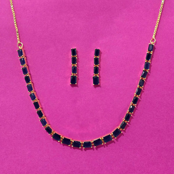 439823 Cubic Zirconia Delicate Necklace Set With Gold Plating