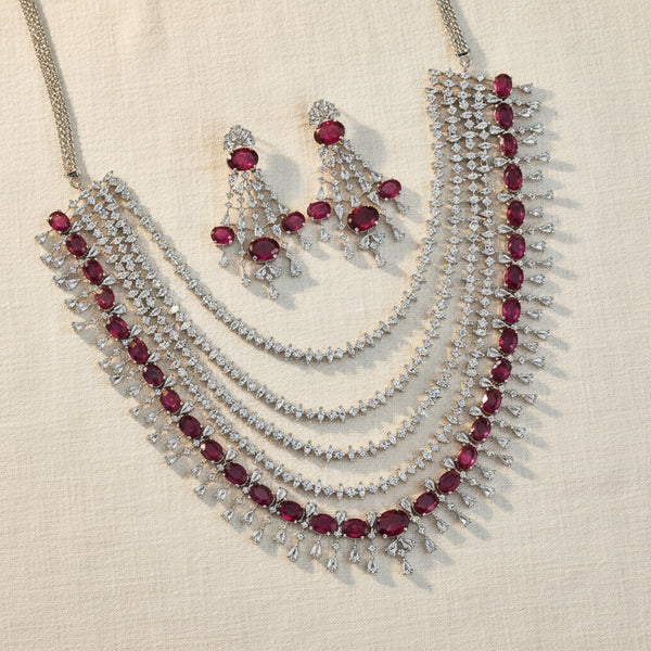 439830 Cubic Zirconia Classic Necklace With Rhodium Plating