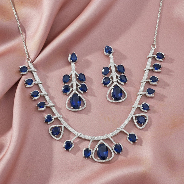 439831 Cubic Zirconia Classic Necklace With Rhodium Plating