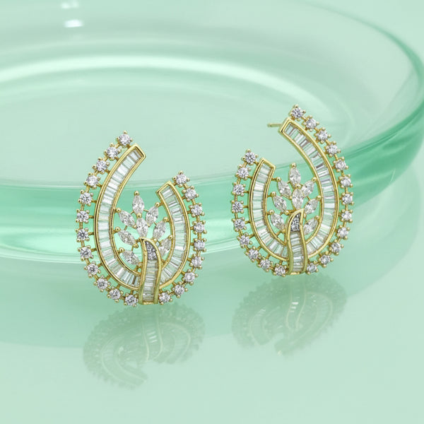 439833 Cubic Zirconia Classic Earring With 2tone Rhodium Plating