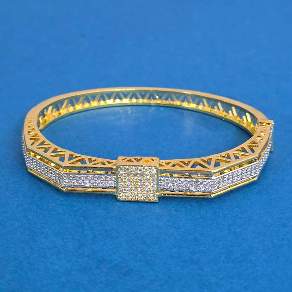 439835 Cubic Zirconia Openable Kada With 2tone Rhodium Plating