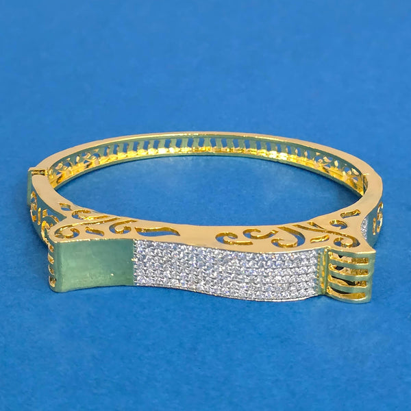 439836 Cubic Zirconia Openable Kada With 2tone Rhodium Plating