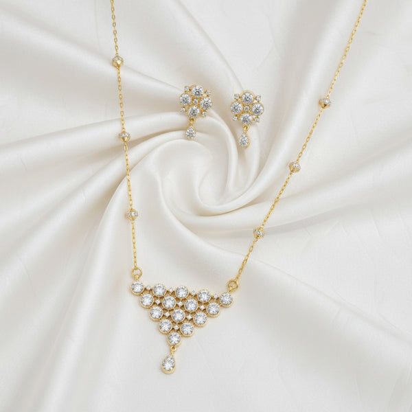 439851 Cubic Zirconia Classic Pendant Set With 2tone Rhodium Plating