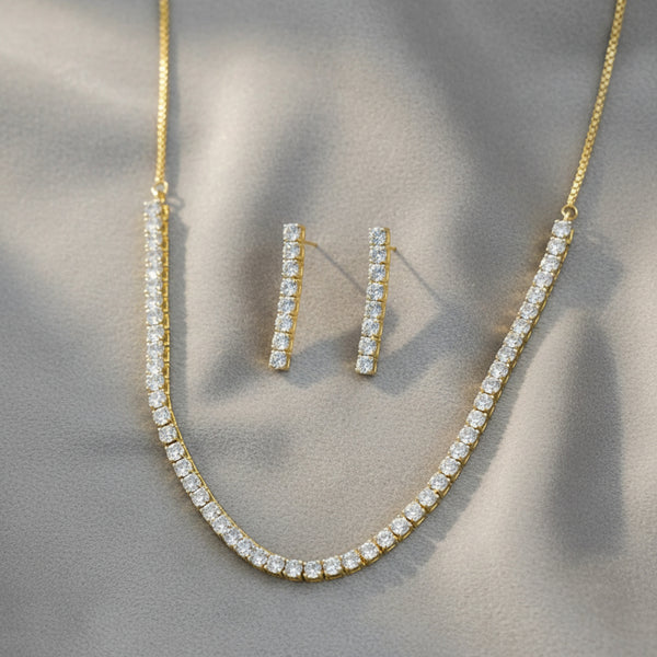 439907 Cubic Zirconia Delicate Necklace With 2tone Rhodium Plating