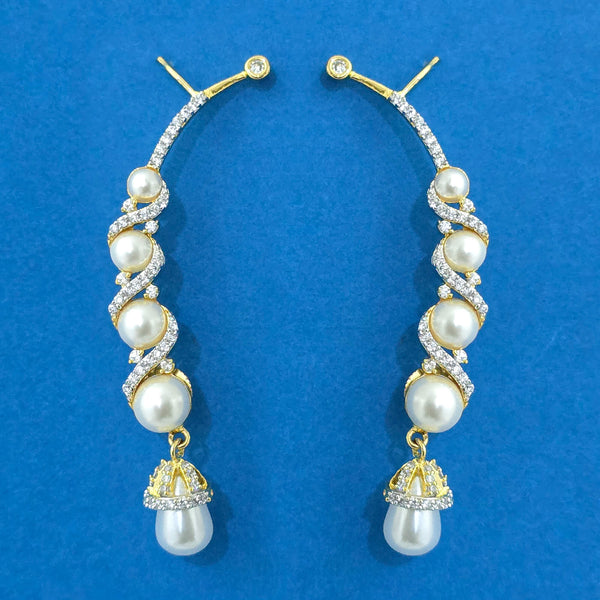 439919 Cubic Zirconia Earcuff With 2tone Rhodium Plating