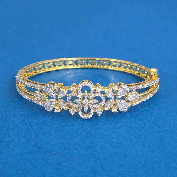 439922 Cz Openable Kada With Mehndi 2 Tone Rhodium Plating