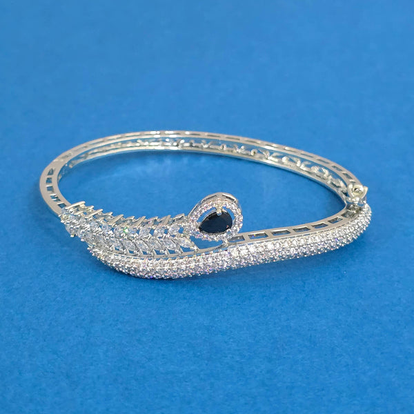 439930 Cubic Zirconia Openable Kada With Rhodium Plating