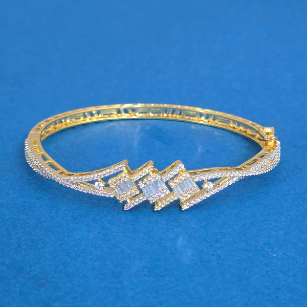 439931 Cz Openable Kada With Mehndi 2 Tone Rhodium Plating