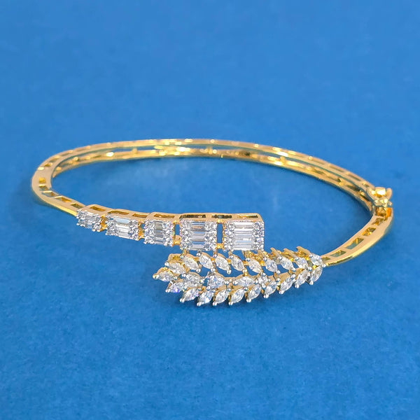 439935 Cubic Zirconia Openable Kada With Mehndi 2tone Plating