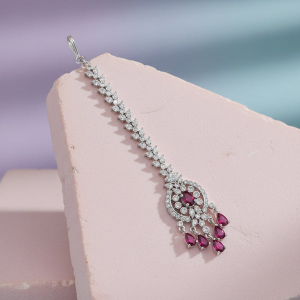 439941 Cubic Zirconia Classic Tikka With Rhodium Plating