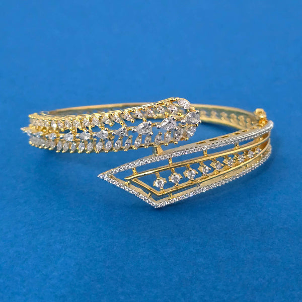 439949 Cz Openable Kada With 2 Tone Rhodium Plating