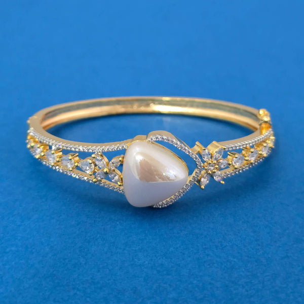 439950 Cz Openable Kada With 2 Tone Rhodium Plating