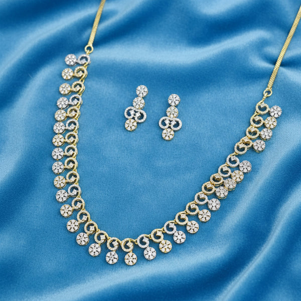 439955 Cz Classic Necklace With 2 Tone Rhodium Plating