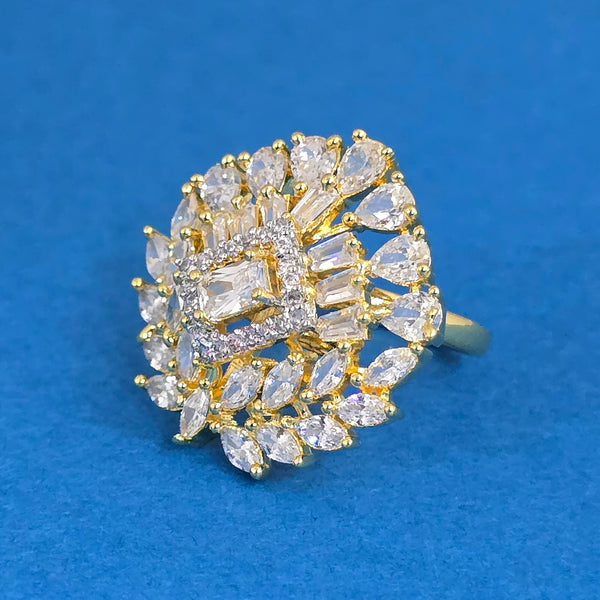 439960 Cz Adjustable Ring With 2 Tone Rhodium Plating