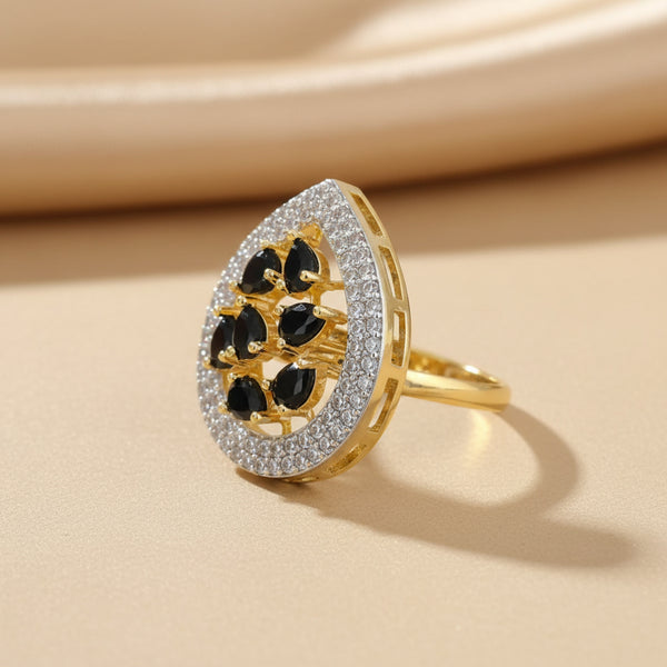 439962 Cz Adjustable Ring With 2 Tone Plating