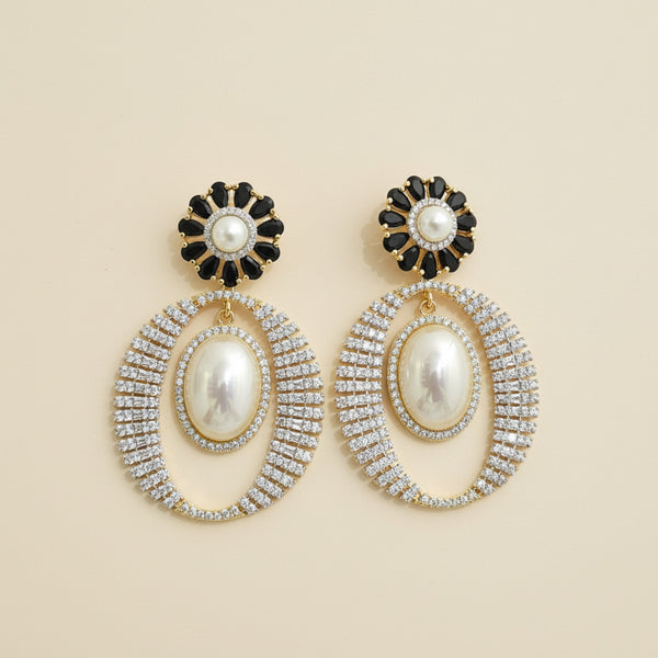 439968 Cz Classic Earring With 2 Tone Plating