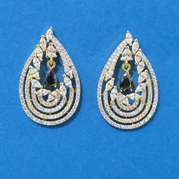 440003 Cz Classic Earring With 2 Tone Plating