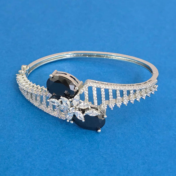 440008 Cubic Zirconia Openable Kada With Rhodium Plating