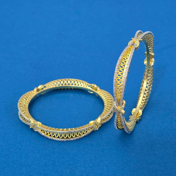 440015 Cz Classic Bangles With 2 Tone Plating