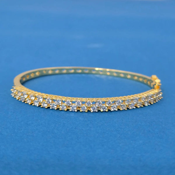 440038 Cubic Zirconia Openable Kada With Rhodium 2 Tone Plating