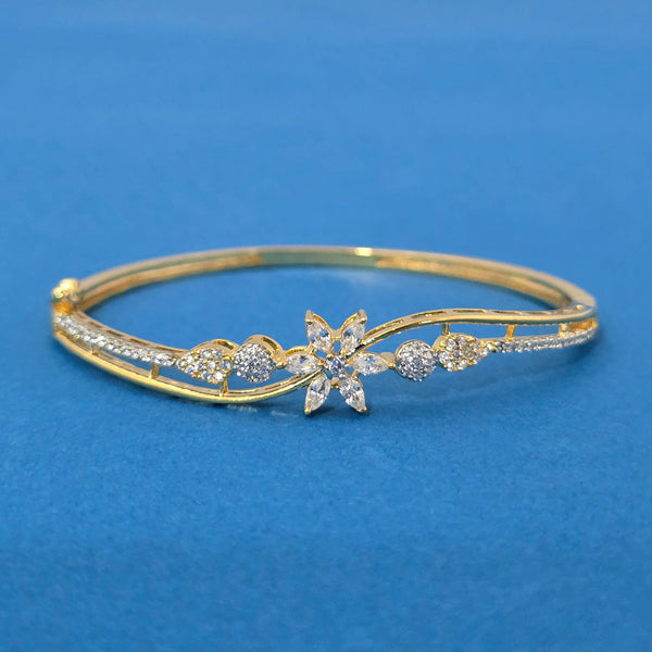 440041 Cubic Zirconia Openable Kada With Rhodium 2 Tone Plating