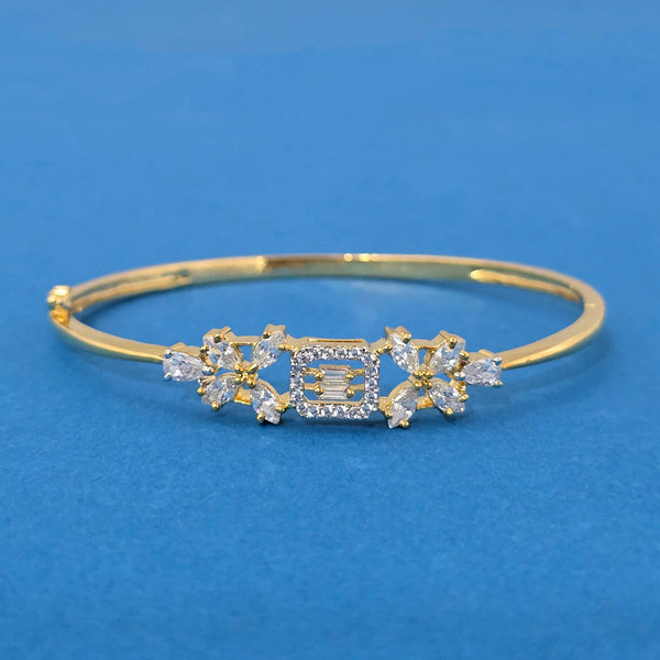 440042 Cubic Zirconia Openable Kada With Rhodium 2 Tone Plating