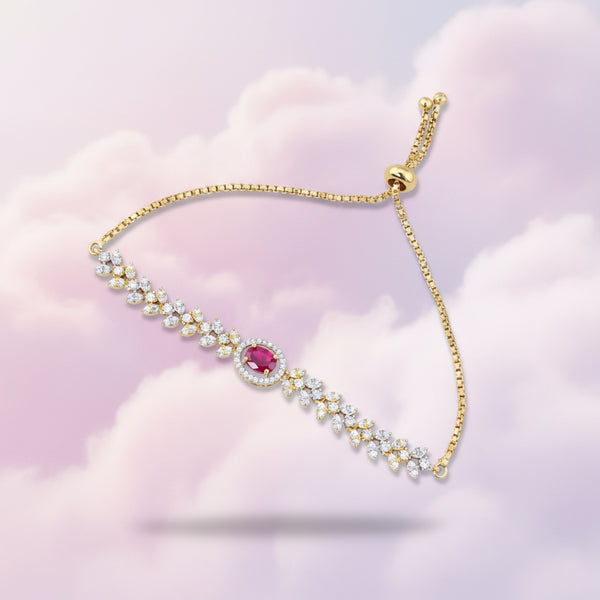 440063 Cubic Zirconia Adjustable Bracelet With 2 Tone Plating