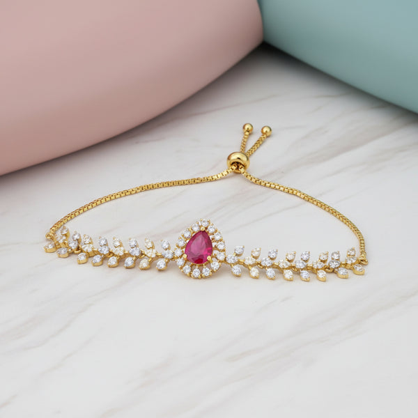 440064 Cubic Zirconia Adjustable Bracelet With 2 Tone Plating