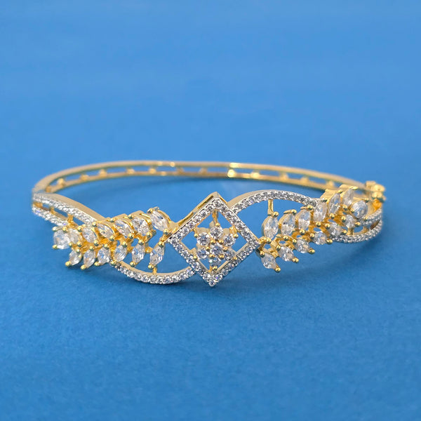 440086 Cubic Zirconia Openable Kada With Rhodium 2 Tone Plating