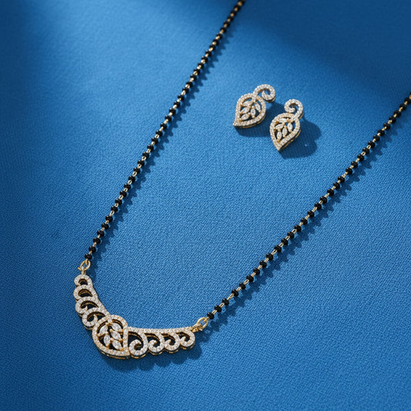 440088 Cz Classic Mangalsutra With 2 Tone Rhodium Plating