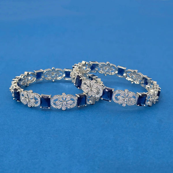 440102 Cubic Zirconia Classic Bangles With Rhodium Plating