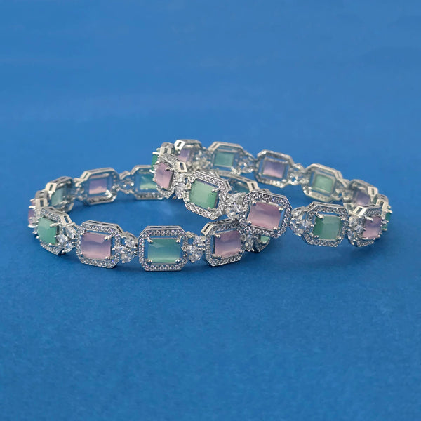 440103 Cubic Zirconia Classic Bangles With Rhodium Plating