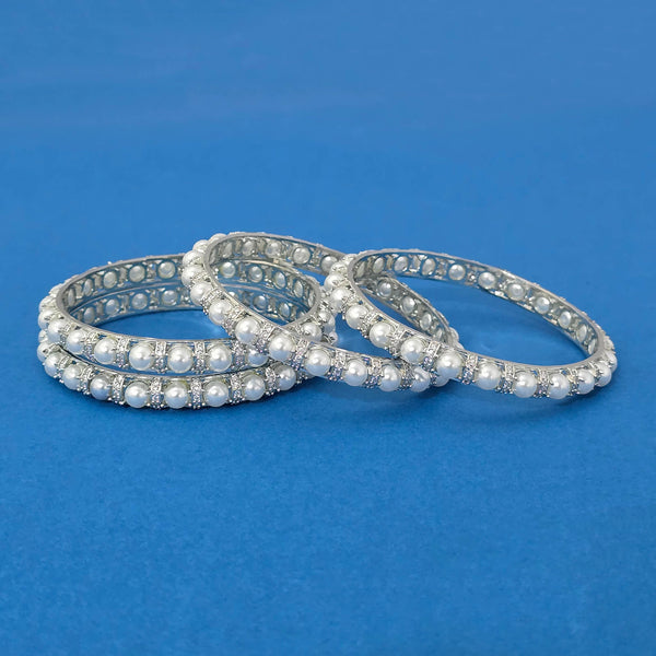 440111 Cubic Zirconia Classic Bangles With Rhodium Plating