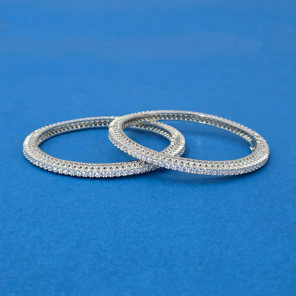 440117 Cubic Zirconia Classic Bangles With Rhodium Plating