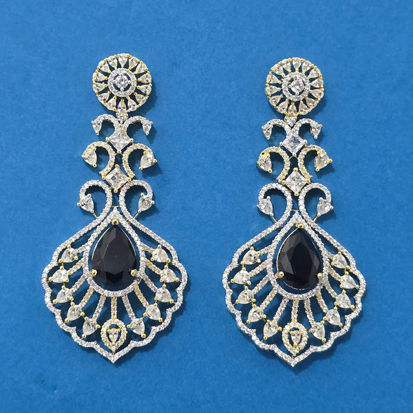 440119 Cubic Zirconia Classic Earring With 2 Tone Plating