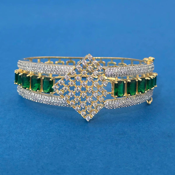 440126 Cubic Zirconia Openable Kada With 2 Tone Plating