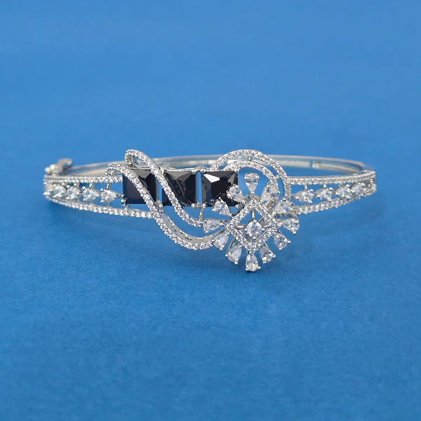 440128 Cubic Zirconia Openable Kada With Rhodium Plating