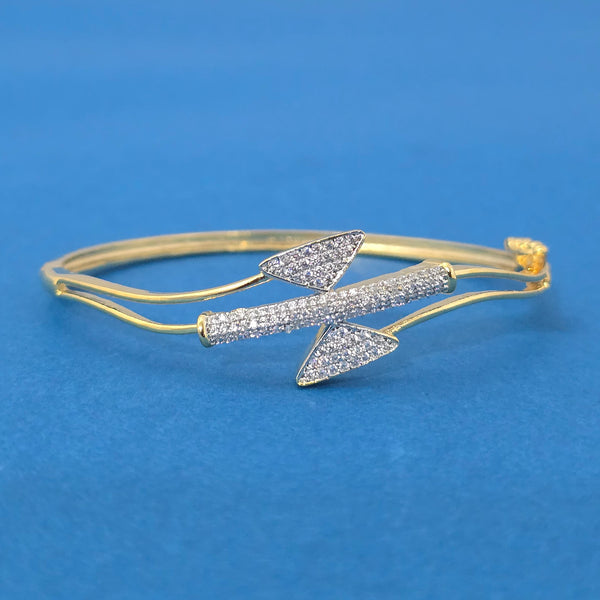 440130 Cubic Zirconia Openable Kada With Mehndi 2 Tone Rhodium Plating