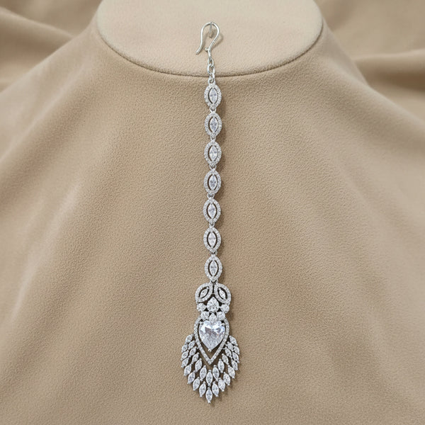 440144 Cubic Zirconia Classic Tikka With Rhodium Plating