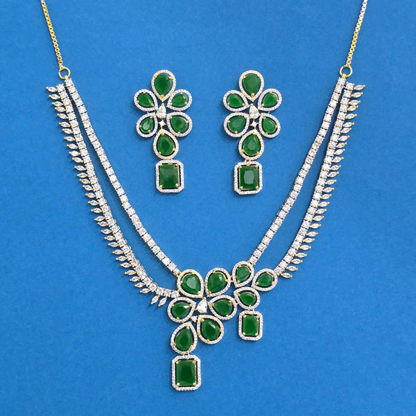 440150 Cz Classic Necklace With 2 Tone Plating