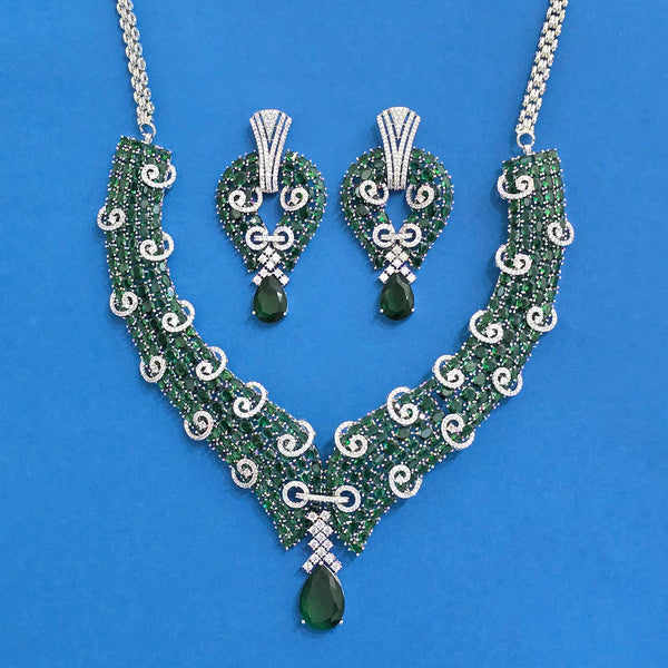 440154 Cz Classic Necklace With Rhodium Plating