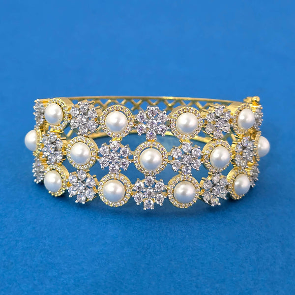 440165 Cubic Zirconia Moti Kada With Rhodium 2 Tone Plating